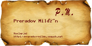 Preradov Milán névjegykártya